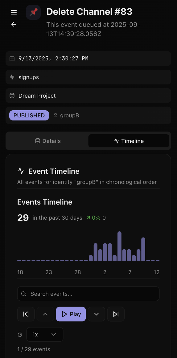 Mobile app timeline view